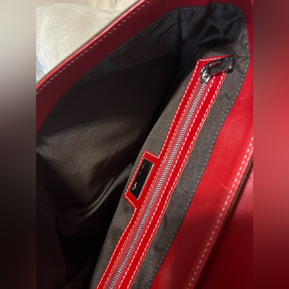 FENDI Vintage Red-Leather Trimmed Zucca Baguette Retail 4500 - Picture 11 of 11